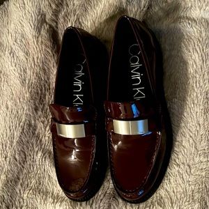 Calvin Klein Gerona Women’s Loafers Red Wine Patent Leather size 9 NEW new/ box